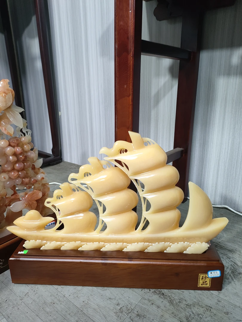 高端一帆风顺摆件雕刻工艺品家居装饰礼品