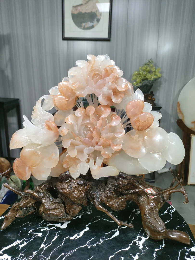 创意牡丹花摆件家居装饰客厅玄关乔迁开业