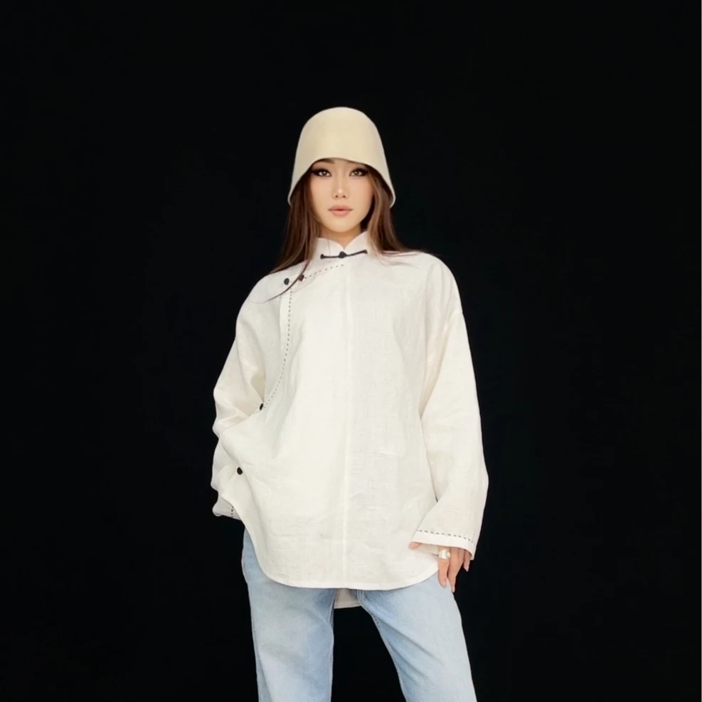 【戴尔玛精品服饰4】新款休闲百搭小众宽松纯色衬衫X6003