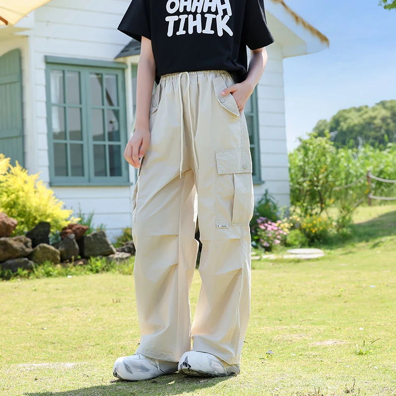 女童裤子夏季2024新款洋气百搭休闲长裤中大童女孩夏装薄款工装裤