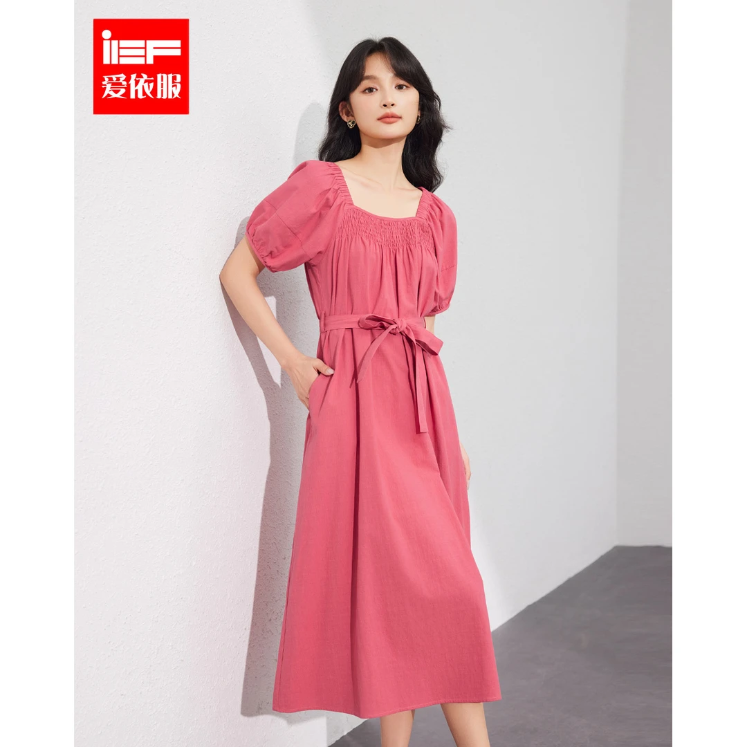 IEF/爱依服2024新款夏季法式复古文艺风小众气质时尚连衣裙