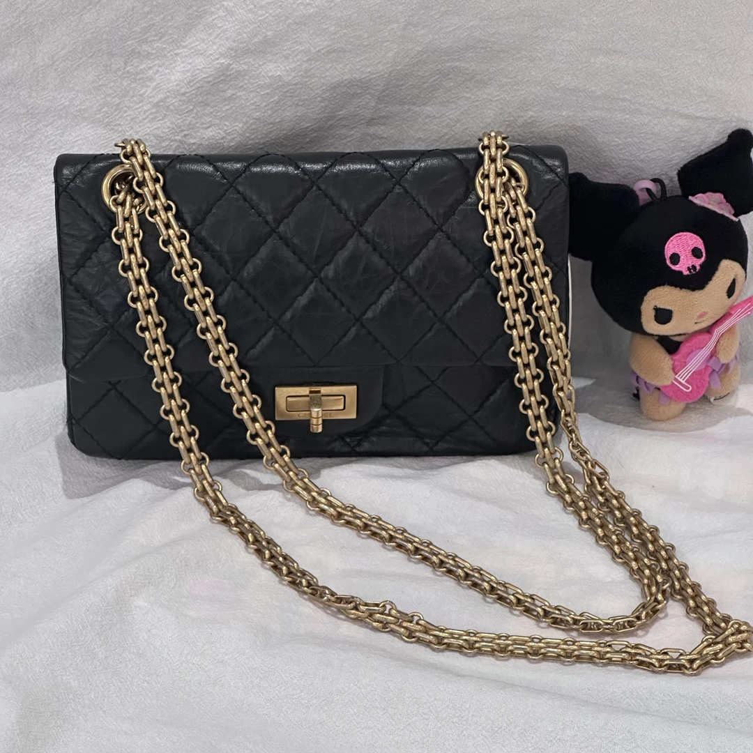 95新 Chanel/香奈儿 Chanel 255大mini链条包黑金菱格