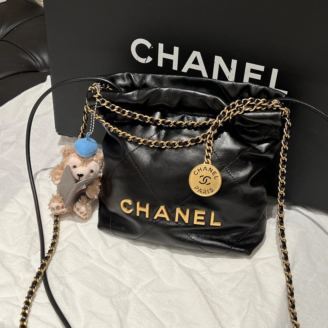 99新 Chanel/香奈儿 Chanel 22bag mini 黑金 牛皮