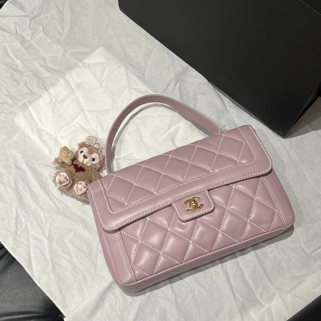 95新 Chanel/香奈儿 壹所奢品vintage Kelly手提包 香芋紫 金扣