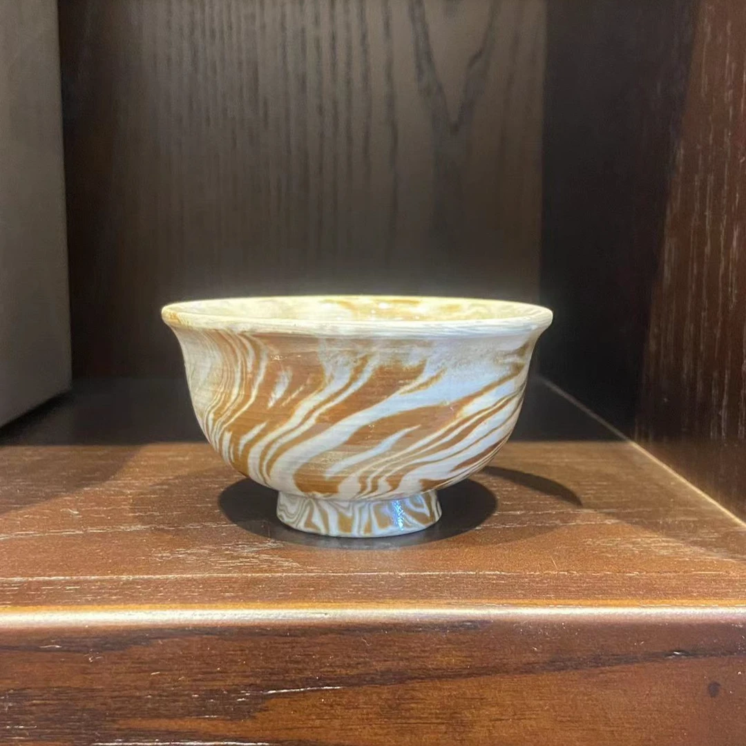 谢加阔  龙纹压手杯  手作柴烧