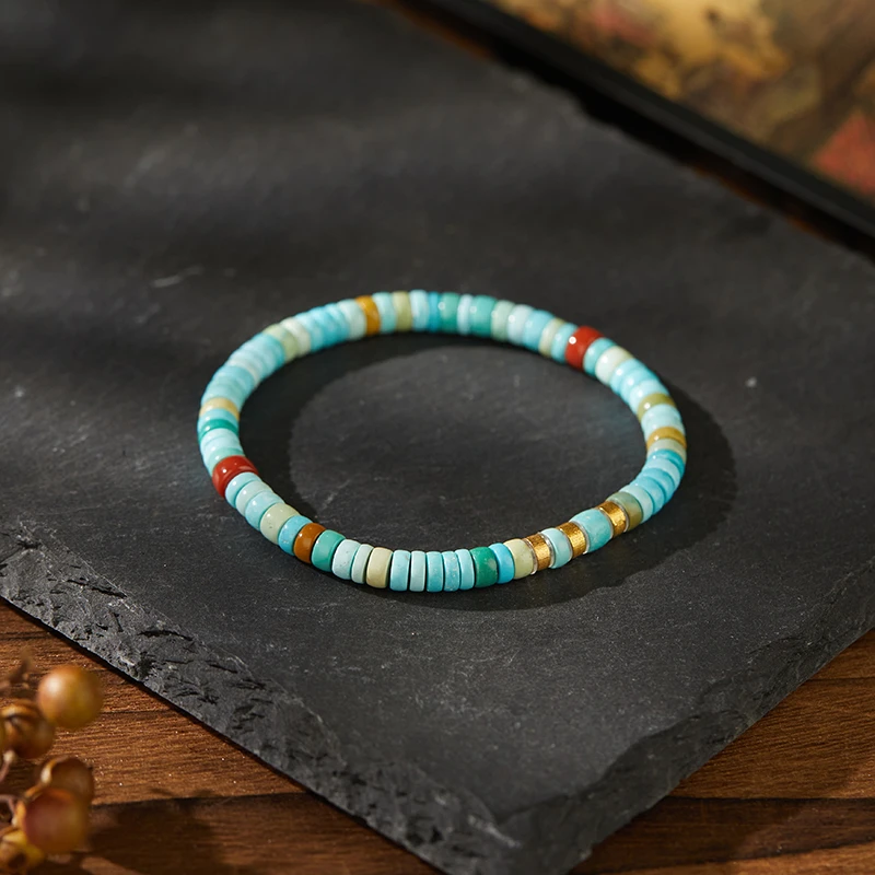 『乐小福珠宝』彩虹手链/18K金绿松石手链5