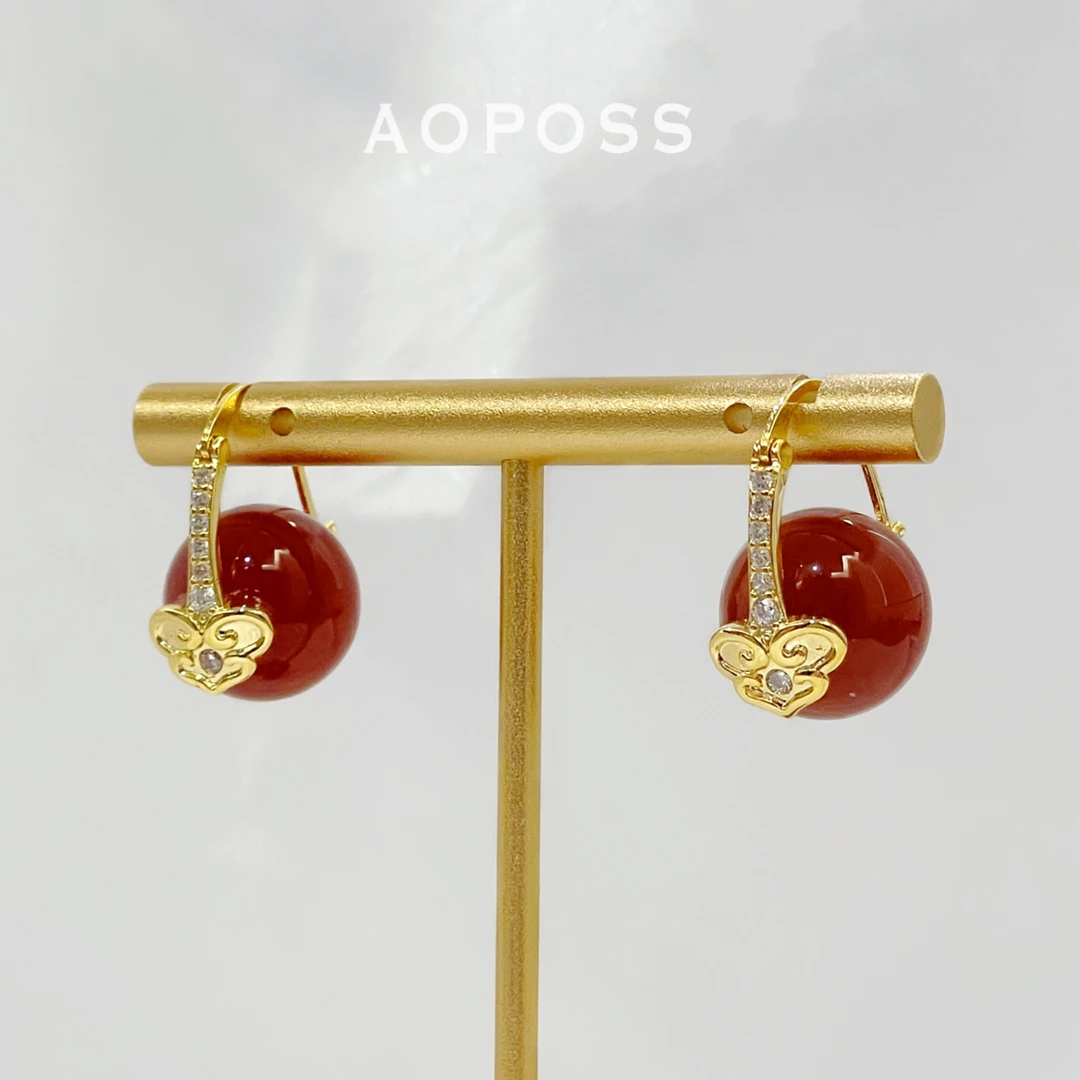 AOPOSS白姿 镀K金 [称心如意]耳钉耳夹原创设计新中式小众