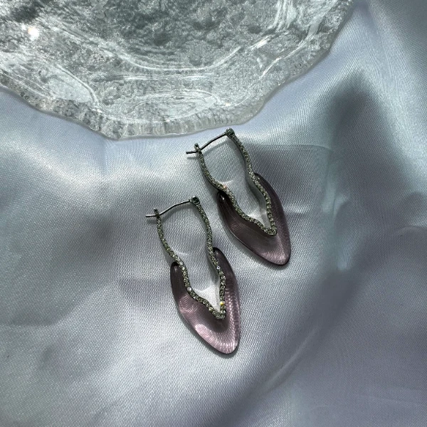 AOPOSS白姿 镀K金 [紫铃兰]耳钉耳环紫色百搭原创轻奢