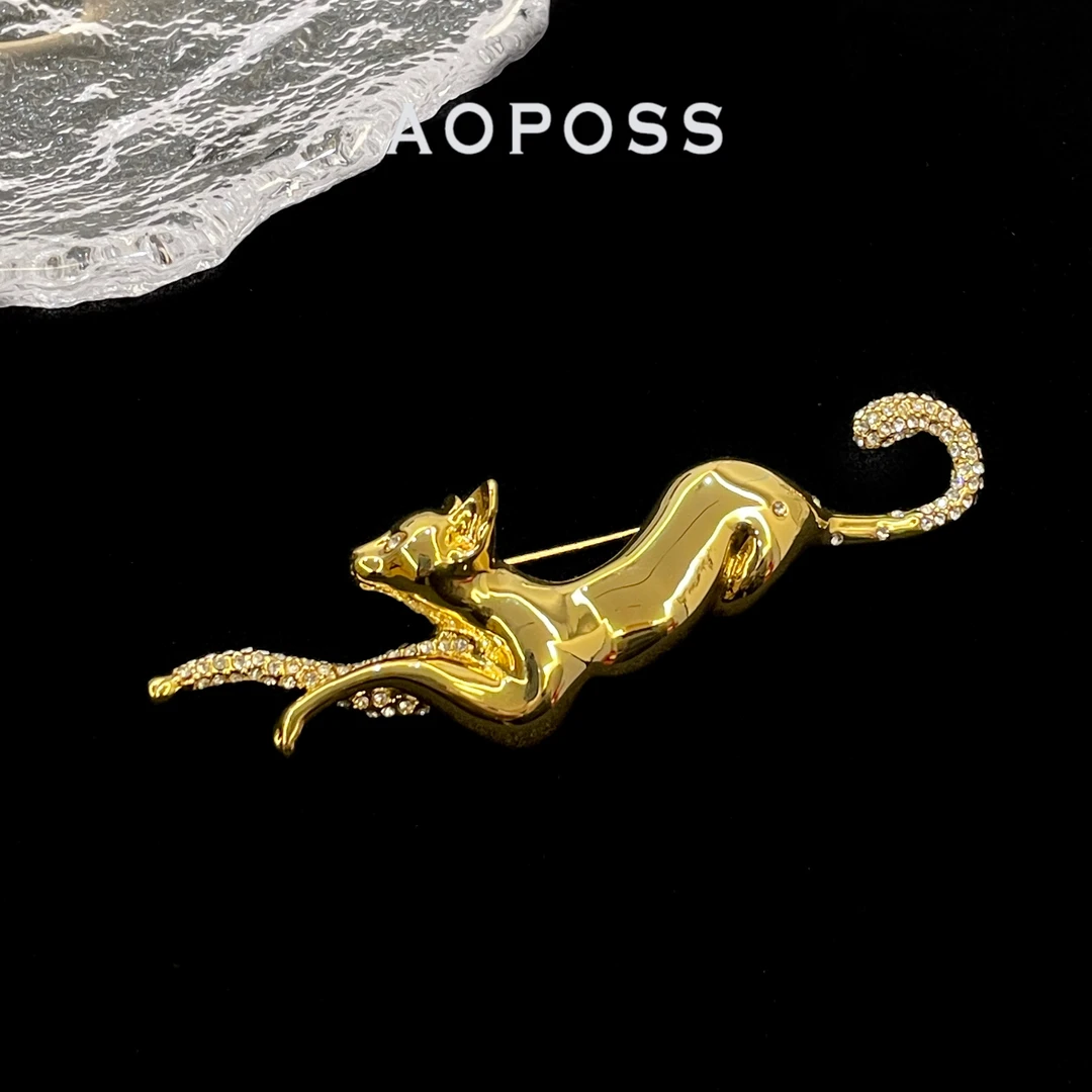 AOPOSS白姿 镀K金 [小野猫]胸针原创设计金色简约通勤复古