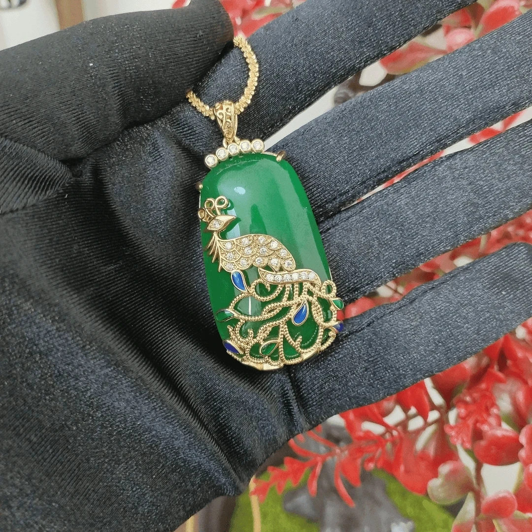 （王炸福利）天然高冰珠宝玉石凤凰吊坠绿（多样性发其一）