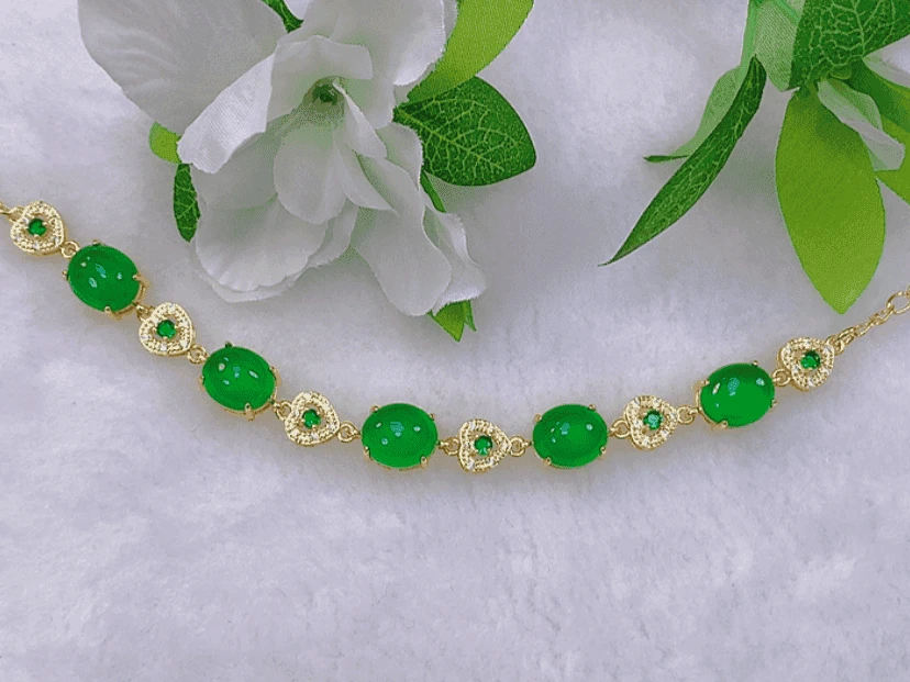 起冰高种水大蛋面珠宝玉石心形手链