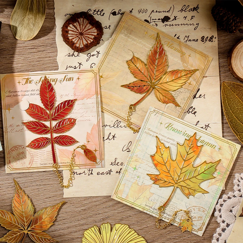 高颜值爆款金属树叶书签秋日落叶创意质感纪念品送朋友精致小礼物