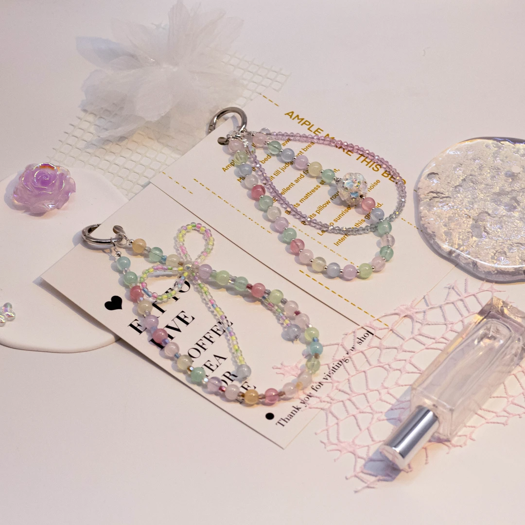 ins风糖果点心多巴氨可爱流行手工制作串珠手机链手机绳设计款