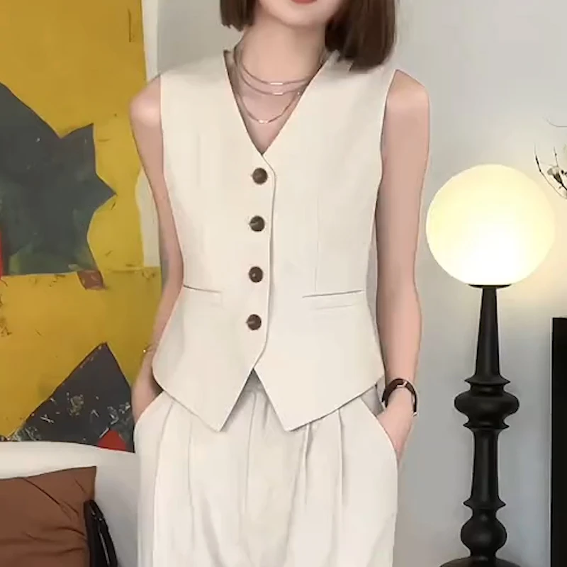 亚麻棉气质休闲收腰马甲女夏季薄款高级感气质短款坎肩上衣马夹