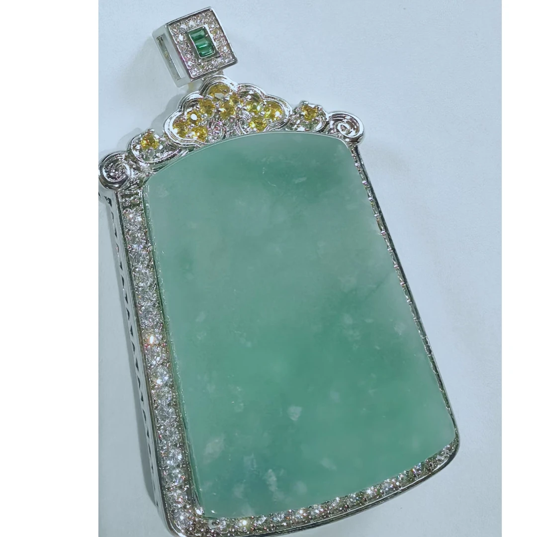 天然玉石翡翠镶嵌无事牌