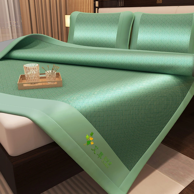 艾草驱蚊冰丝凉席家用1.8双人席子三件套学生宿舍单人0.9m两件套2