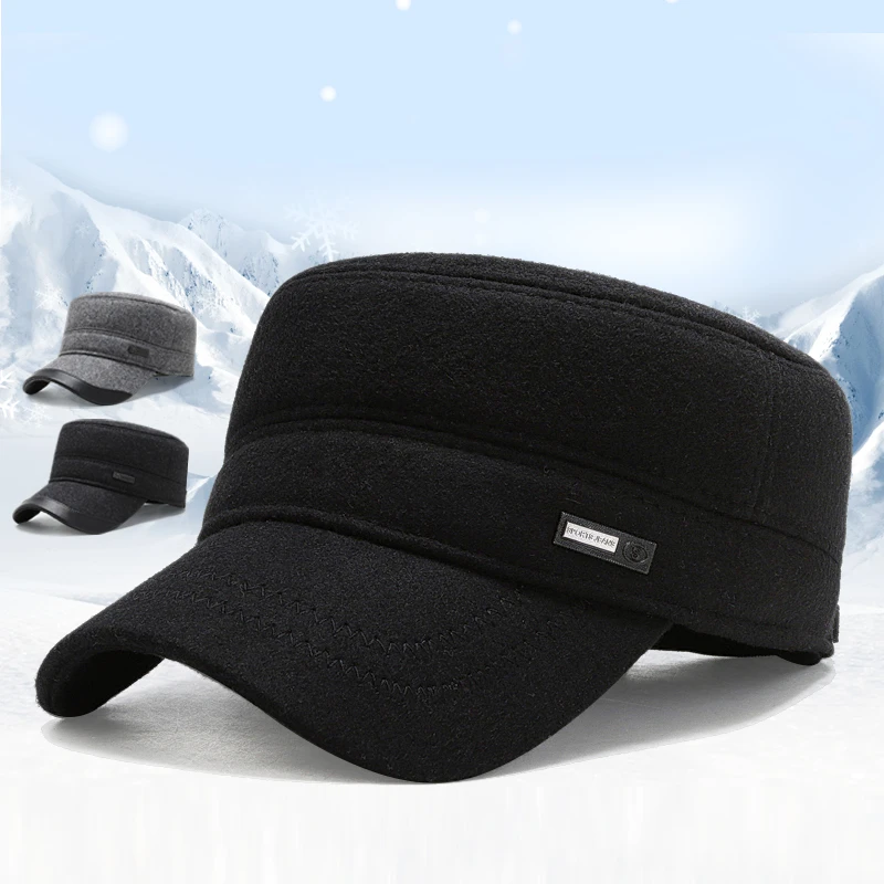 加厚加绒帽子男士冬天中老年保暖棒球帽秋冬季中年爸爸老人护耳帽