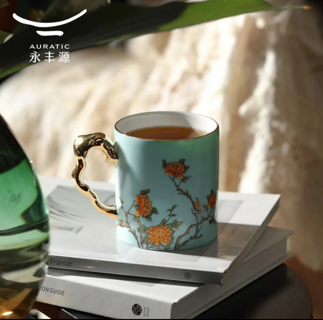 夫人瓷西湖蓝直角马克杯340ml伴手礼女伴娘