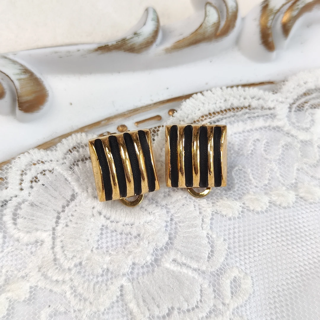 铜合金耳饰 【六六中古】孤品复古珐琅耳夹ap2968