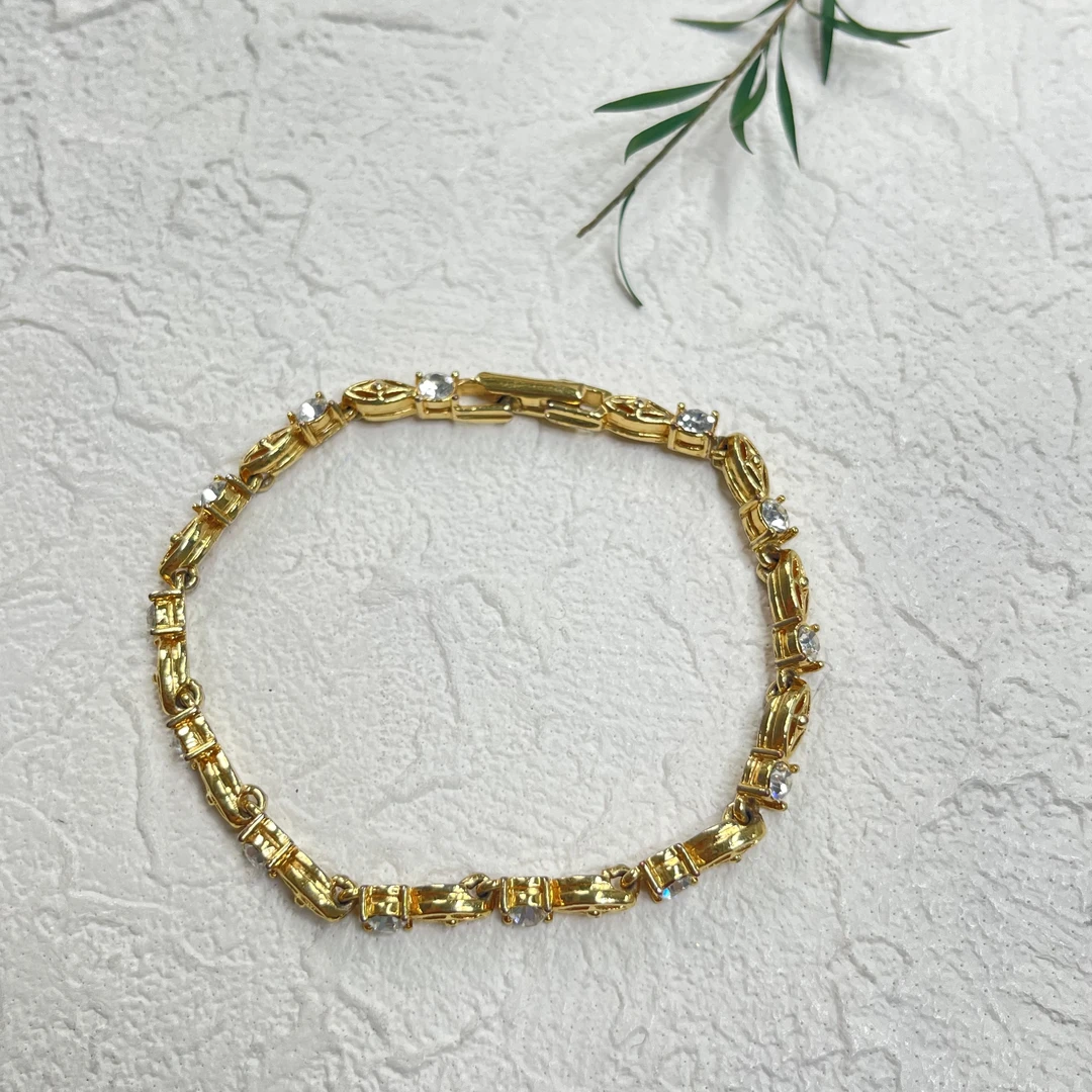 铜合金合成锆石手链 【六六中古】孤品复古手链th2727手围17.5