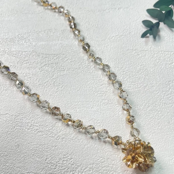 铜合金合成锆石项链 【六六中古】孤品复古项链th995链长80