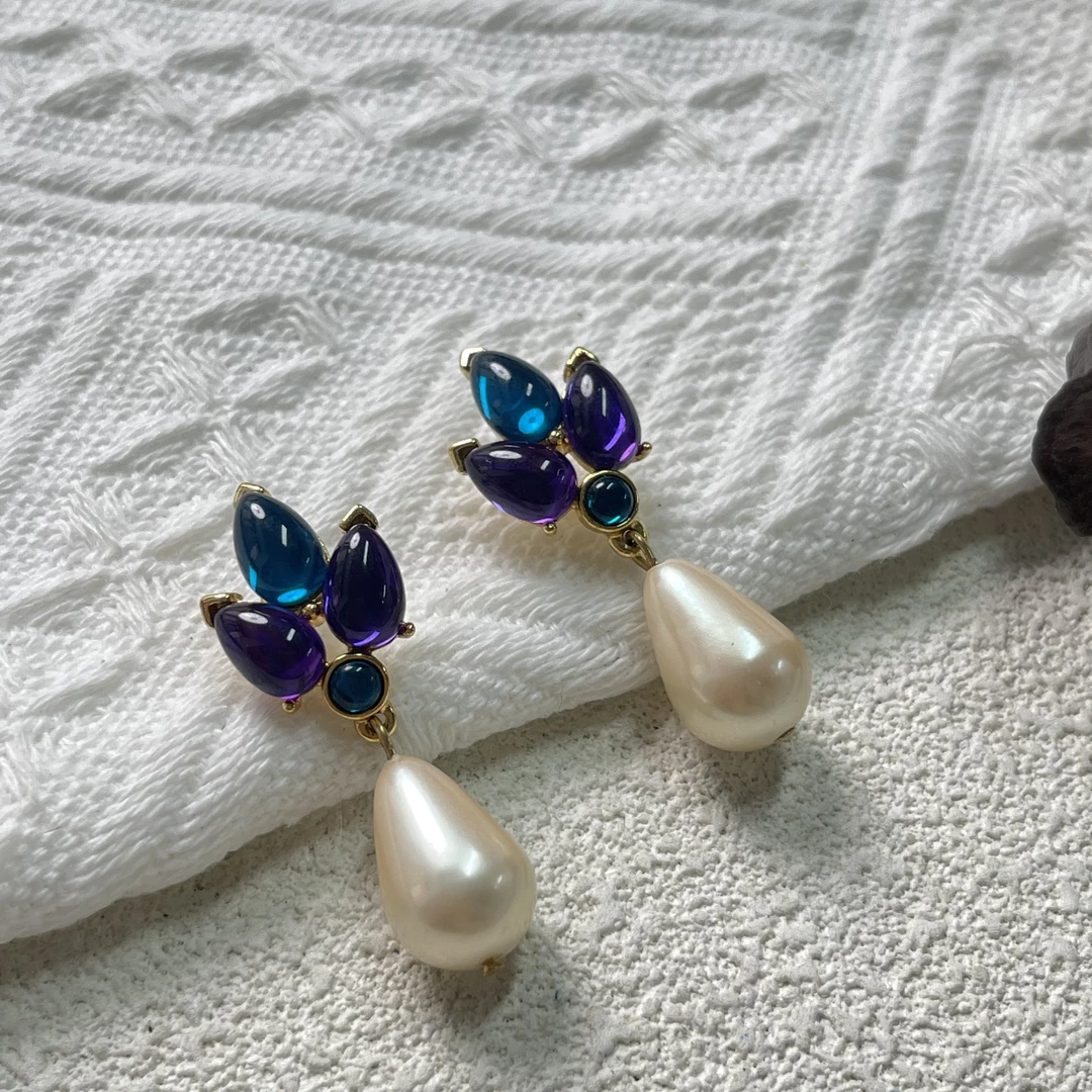 铜合金仿珍珠耳饰 【六六中古】孤品复古耳钉th426