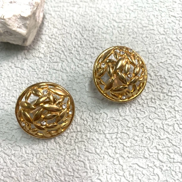 铜合金合成锆石耳饰 【六六中古】孤品复古耳夹gm24