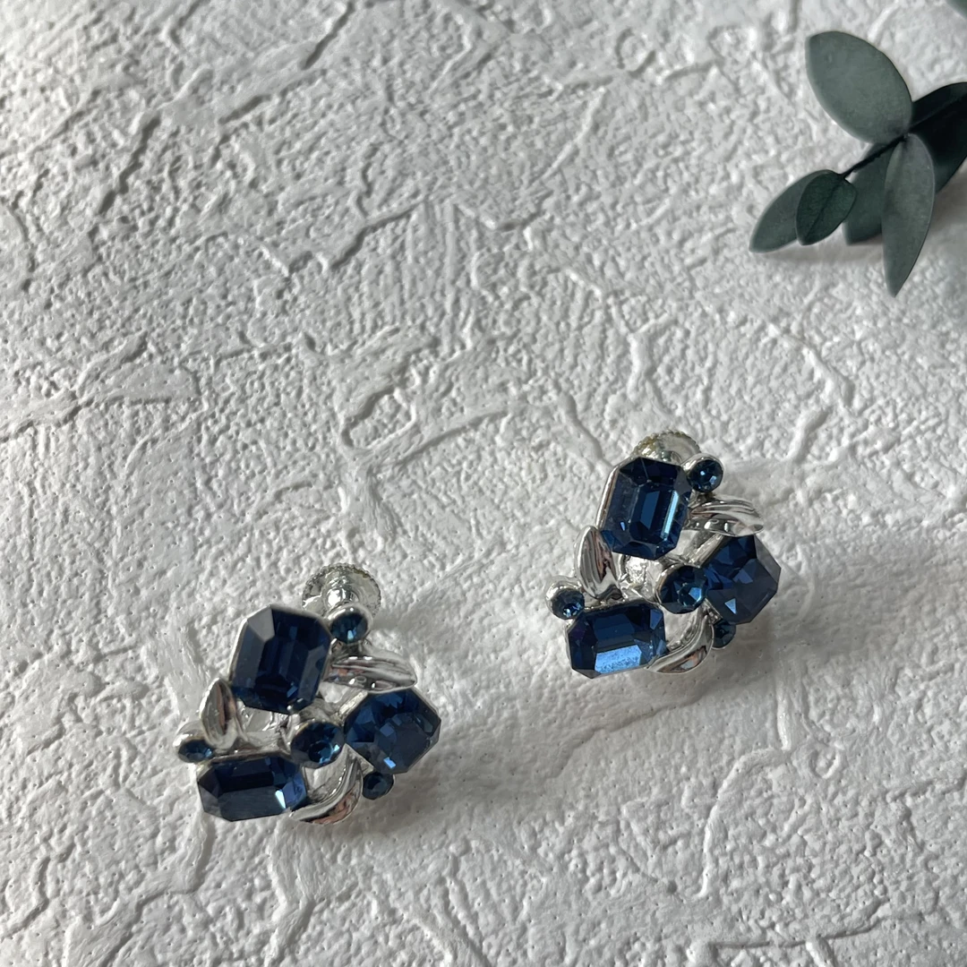 铜合金玻璃耳饰 【六六中古】孤品复古耳夹th2037