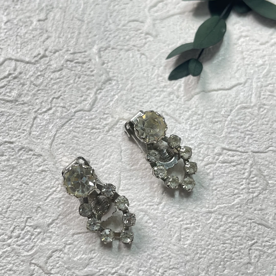 铜合金合成锆石耳饰 【六六中古】孤品复古耳夹th2112