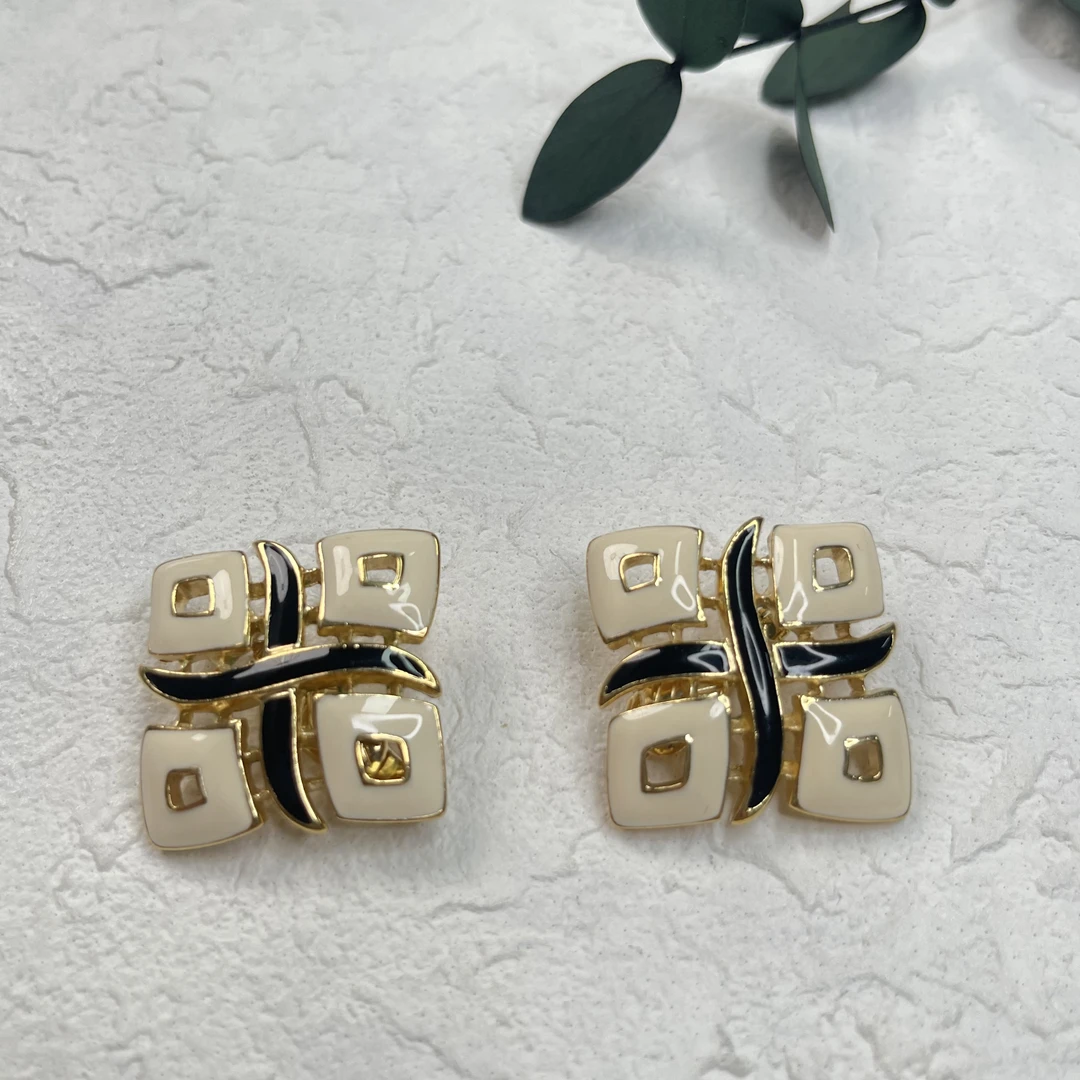 铜合金珐琅耳饰 【六六中古】孤品复古耳夹th1999