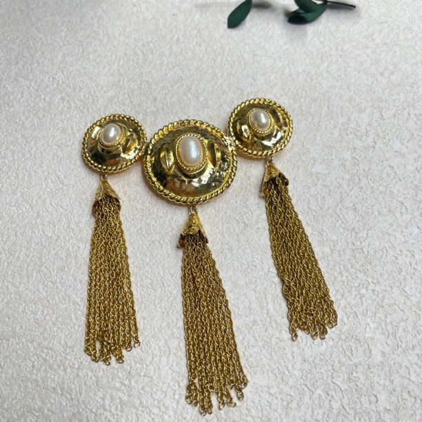铜合金仿珍珠胸针 【六六中古】孤品复古胸针ad4674