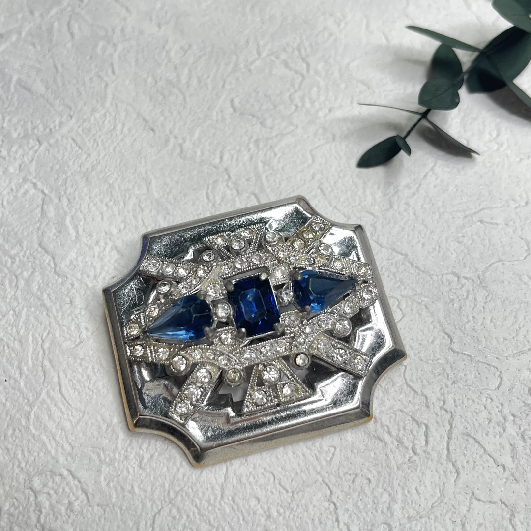 铜合金合成锆石胸针 【六六中古】孤品复古胸针ad4271