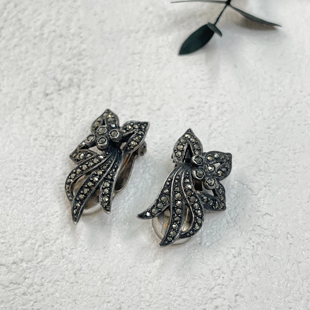 铜合金合成锆石耳饰 【六六中古】孤品复古耳夹ap5261