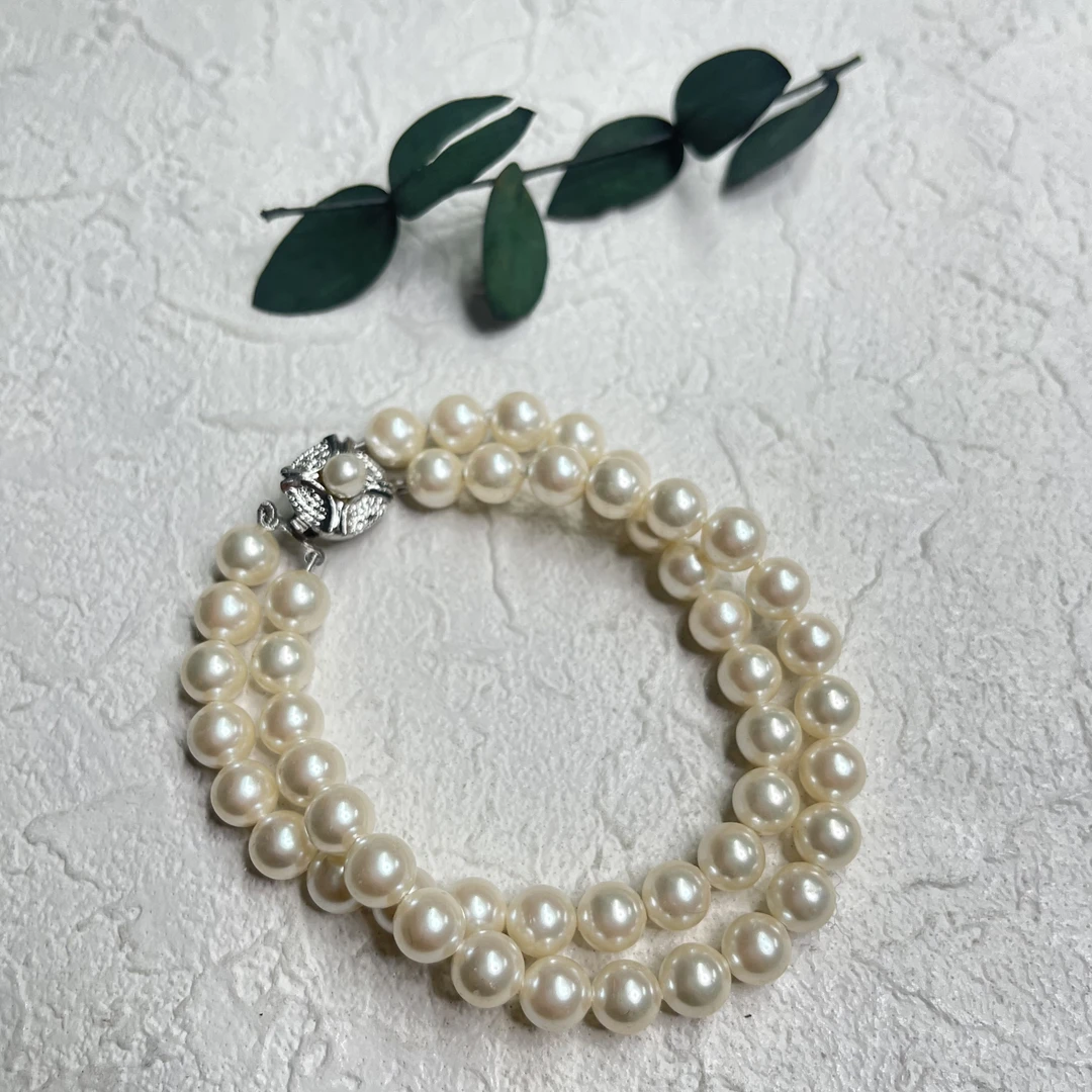 铜合金仿珍珠手链 【六六中古】孤品复古双层手链as1429