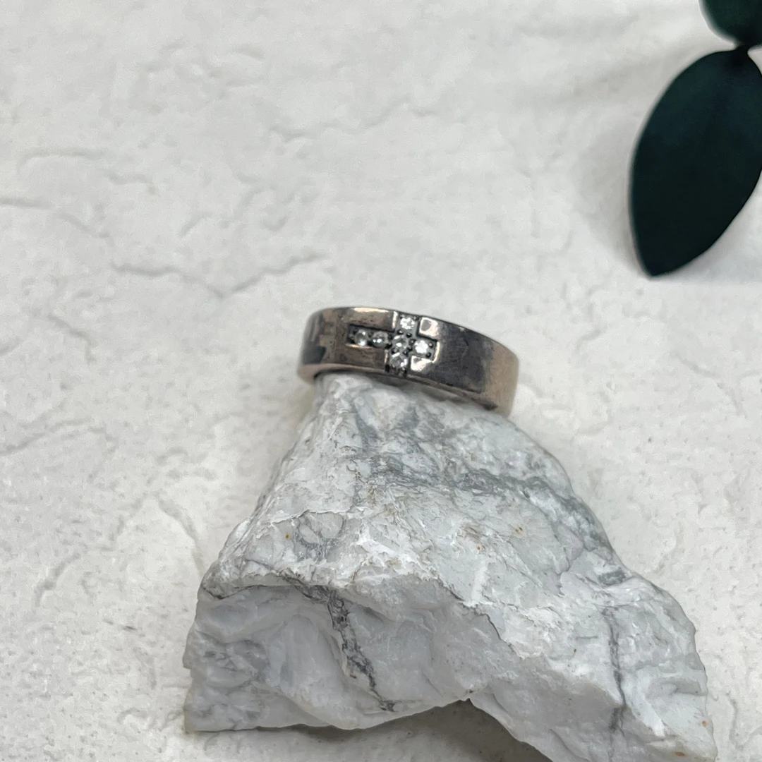 925银合成锆石戒指 【六六中古】孤品复古戒指aj2471欧51港12