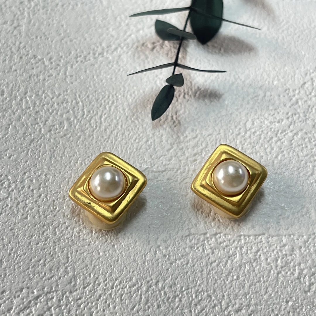 铜合金仿珍珠耳饰 【六六中古】孤品复古耳夹ap3152