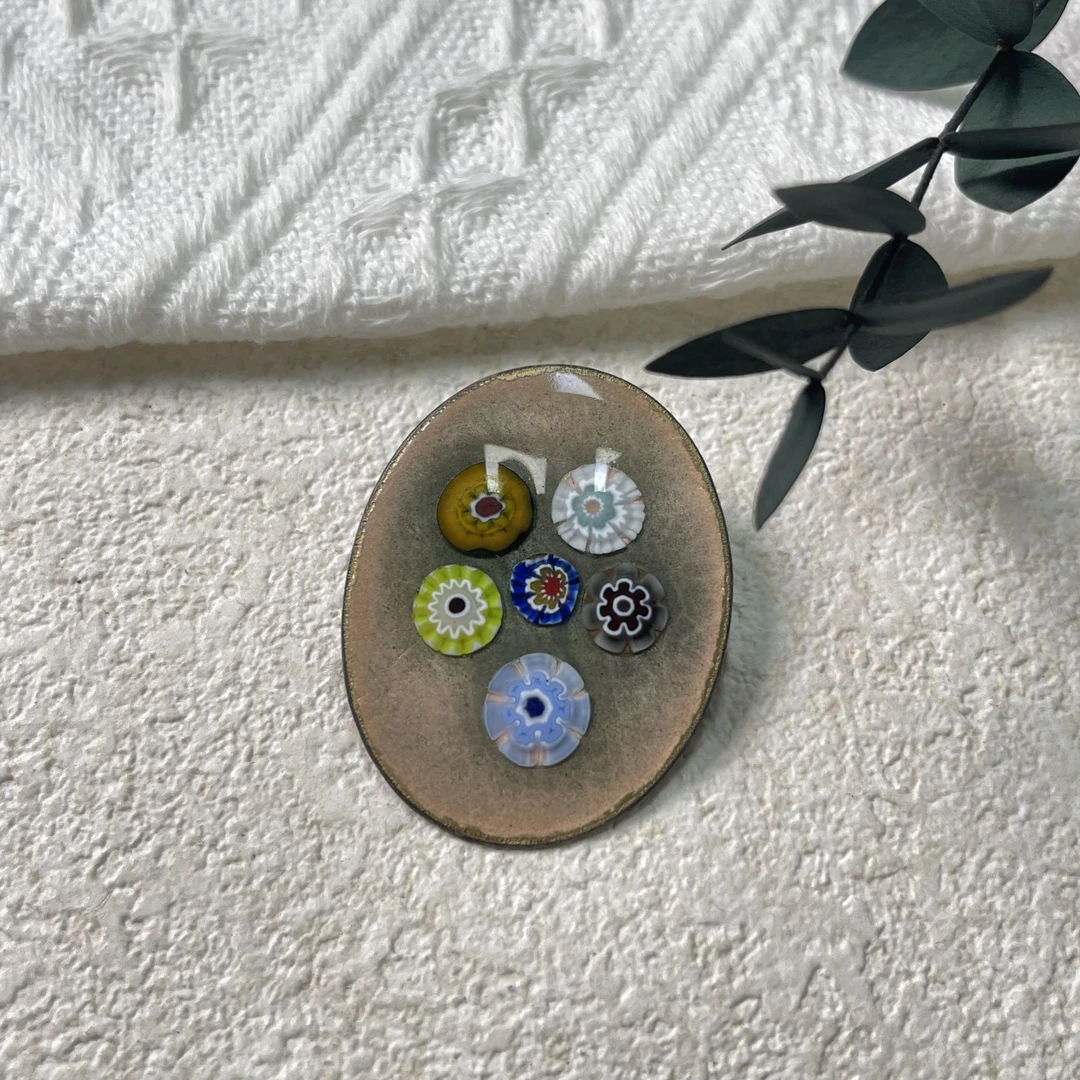 铜合金珐琅吊坠 【六六中古】孤品复古吊坠丝巾扣两用aw6753