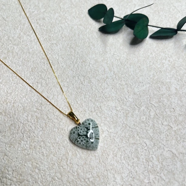 链子925银琉璃 【六六中古】孤品复古爱心项链aw8975