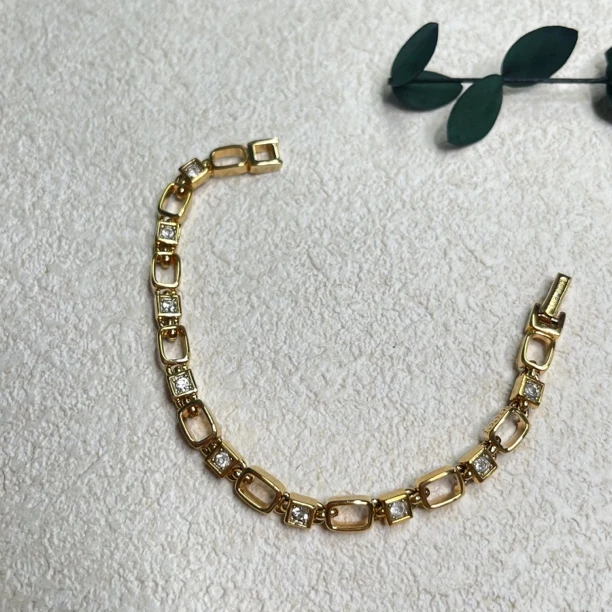 铜合金合成锆石手链 【六六中古】孤品精美手链as1376手围17