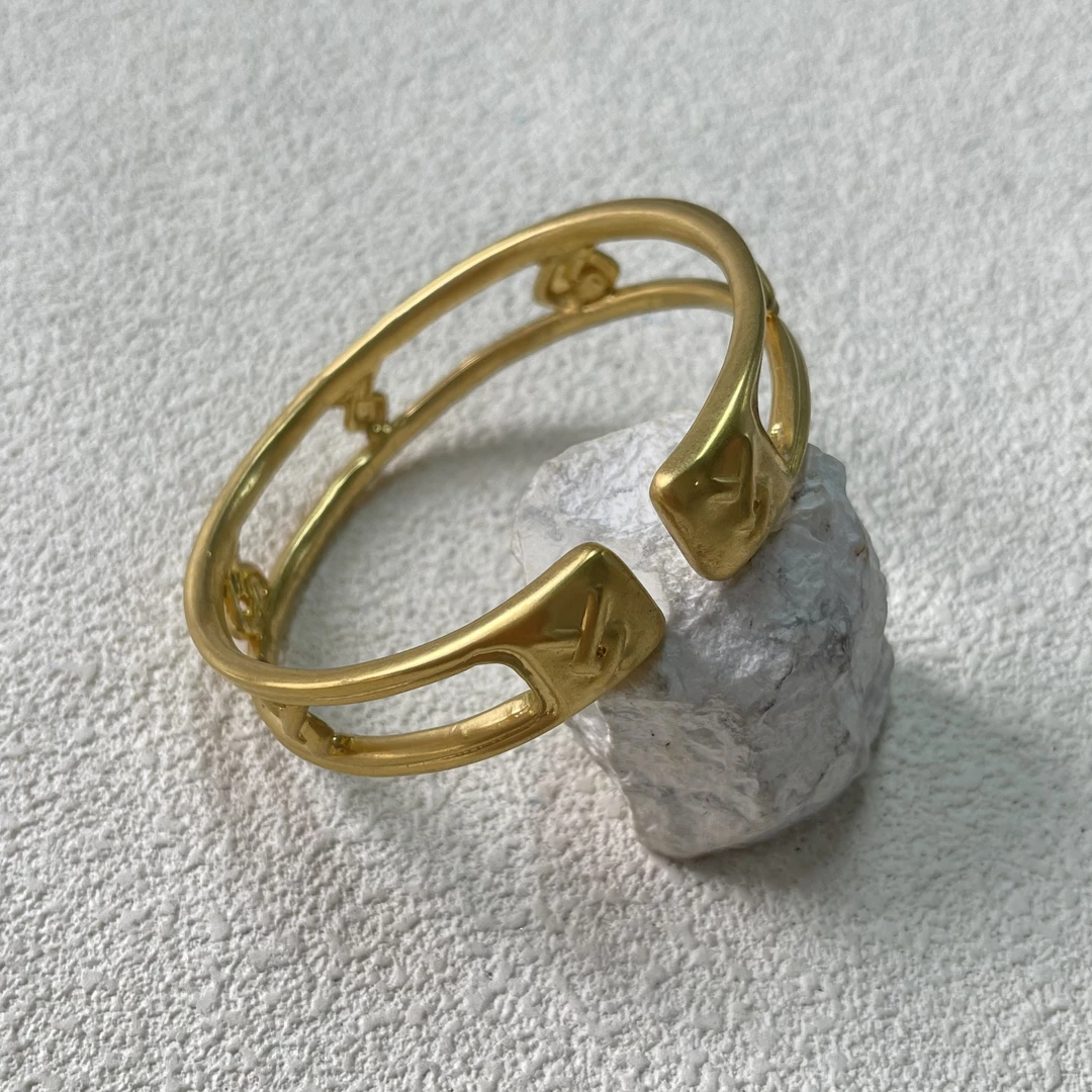 铜合金手镯 【六六中古】孤品复古开口手镯th105