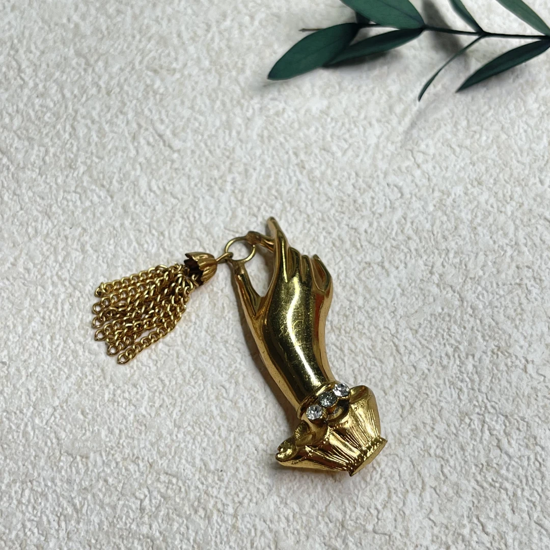 铜合金合成锆石胸针 【六六中古】孤品复古胸针th2388