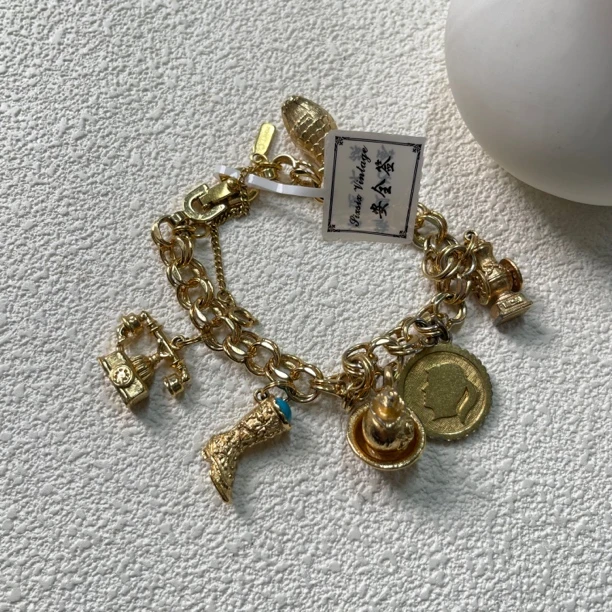 铜合金手链 【六六中古】孤品有标复古手链km4228手围16