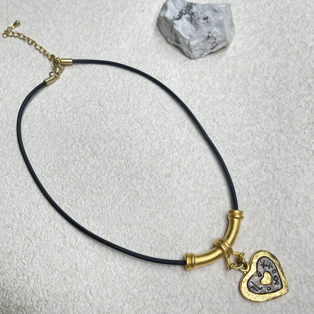 铜合金项链 【六六中古】孤品复古爱心项链aw8377链长35-41cm