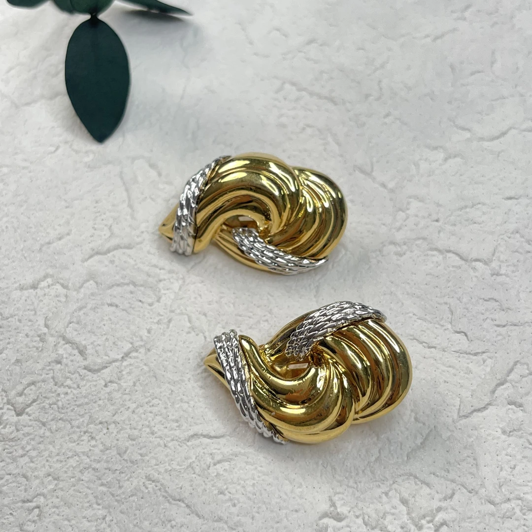 铜合金合成锆石耳饰 【六六中古】孤品复古耳夹ap5319