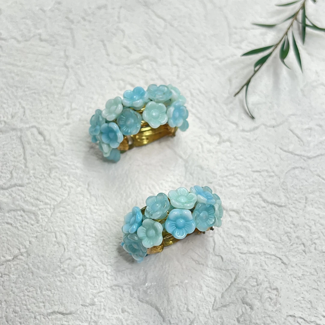 铜合金树脂耳饰 【六六中古】孤品复古耳夹th2704