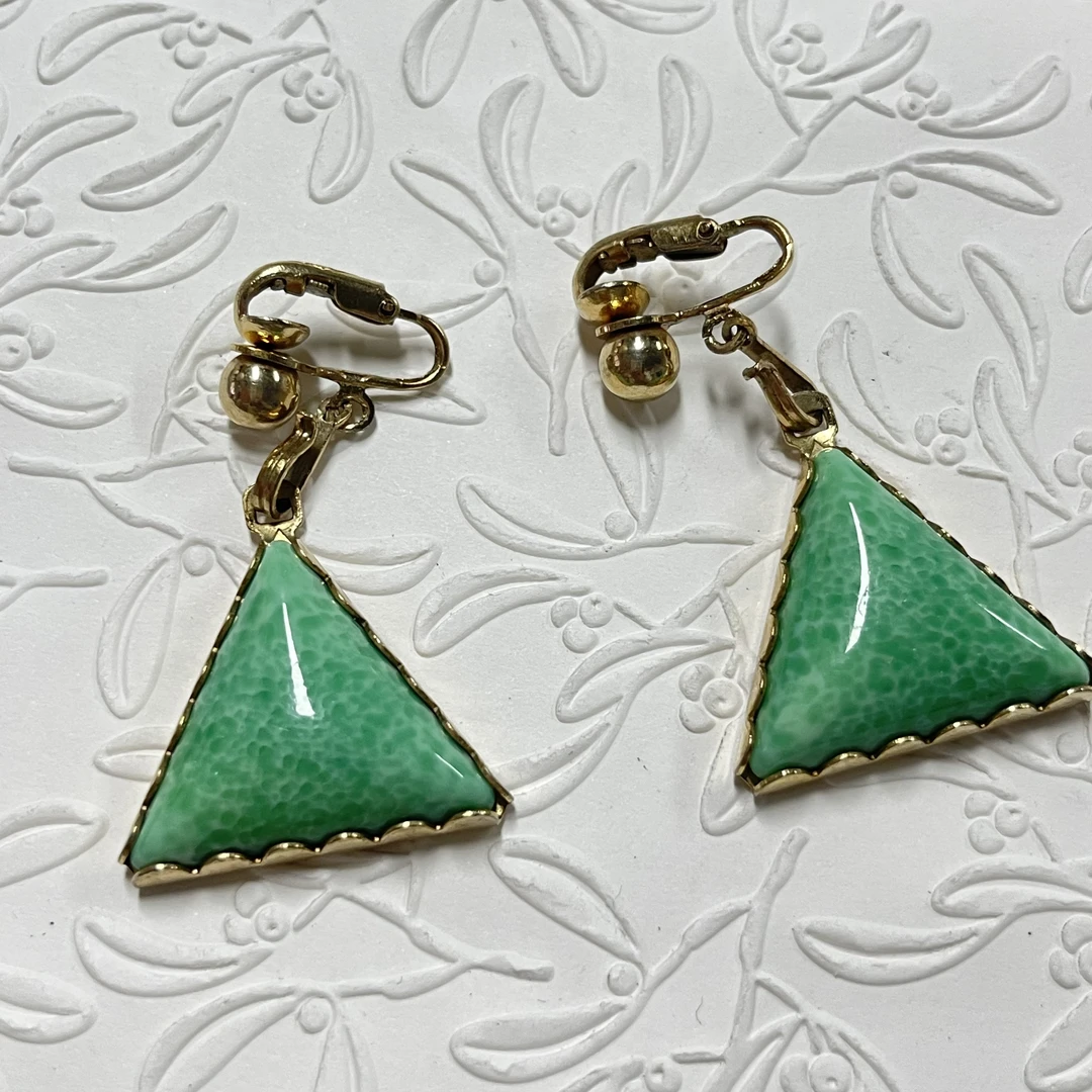 铜合金玻璃耳饰 【六六中古】孤品复古耳夹km9598