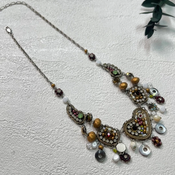 铜合金合成锆石项链 【六六中古】孤品复古项链th1304链长48cm