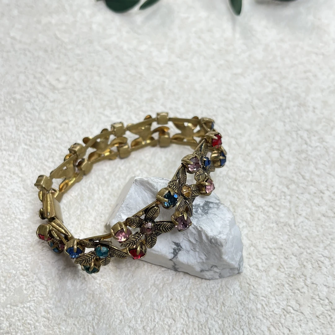 铜合金合成锆石手链 【六六中古】孤品复古手链gm351手围16.5