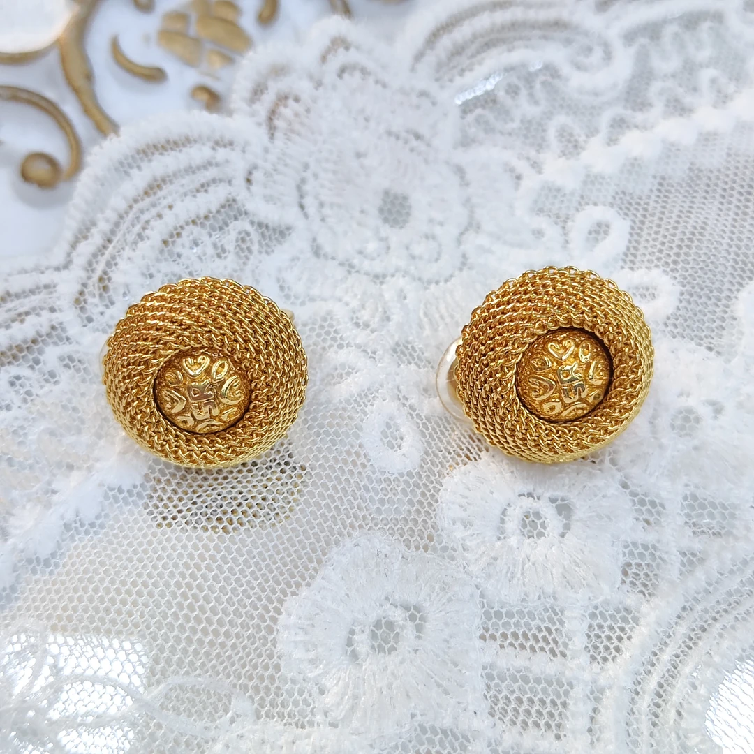 铜合金耳饰 【六六中古】孤品有标复古耳夹ap2701