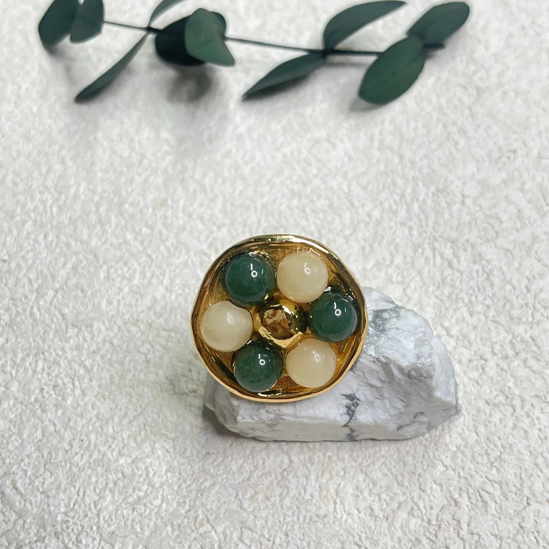 铜合金琉璃戒指 【六六中古】孤品复古开口戒指aj3179